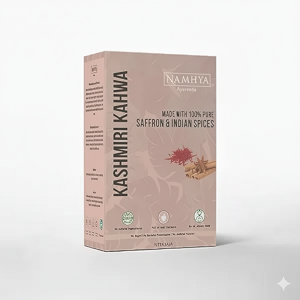 Namhya Ayurveda Kashmiri Kahwa Tea – Premium Saffron Green Tea with Cinnamon, Cardamom – 50g