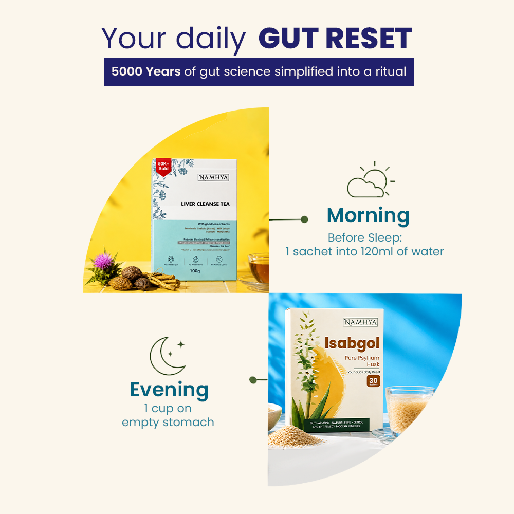 Namhya Gut + Liver Restore Combo | Psyllium Husk + Liver Cleanse Tea
