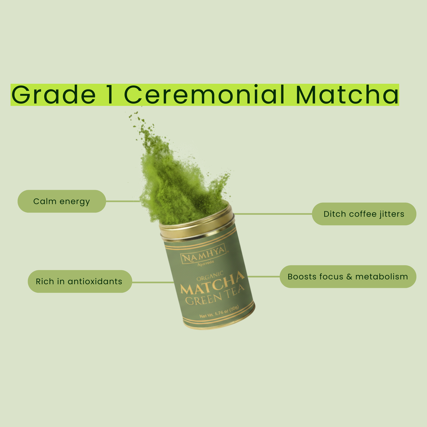 Namhya Matcha Tea | 100% Pure Ceremonial Matcha Powder| Organic Matcha Green Tea | 50 gm