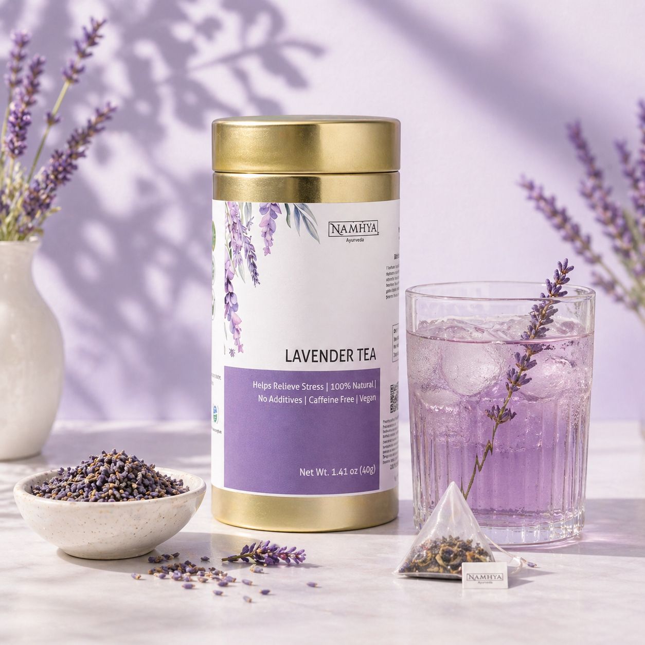 Namhya Pure Lavender Tea | Premium Quality | Stress and anxiety support | Good Sleep | 20 Tea Bags