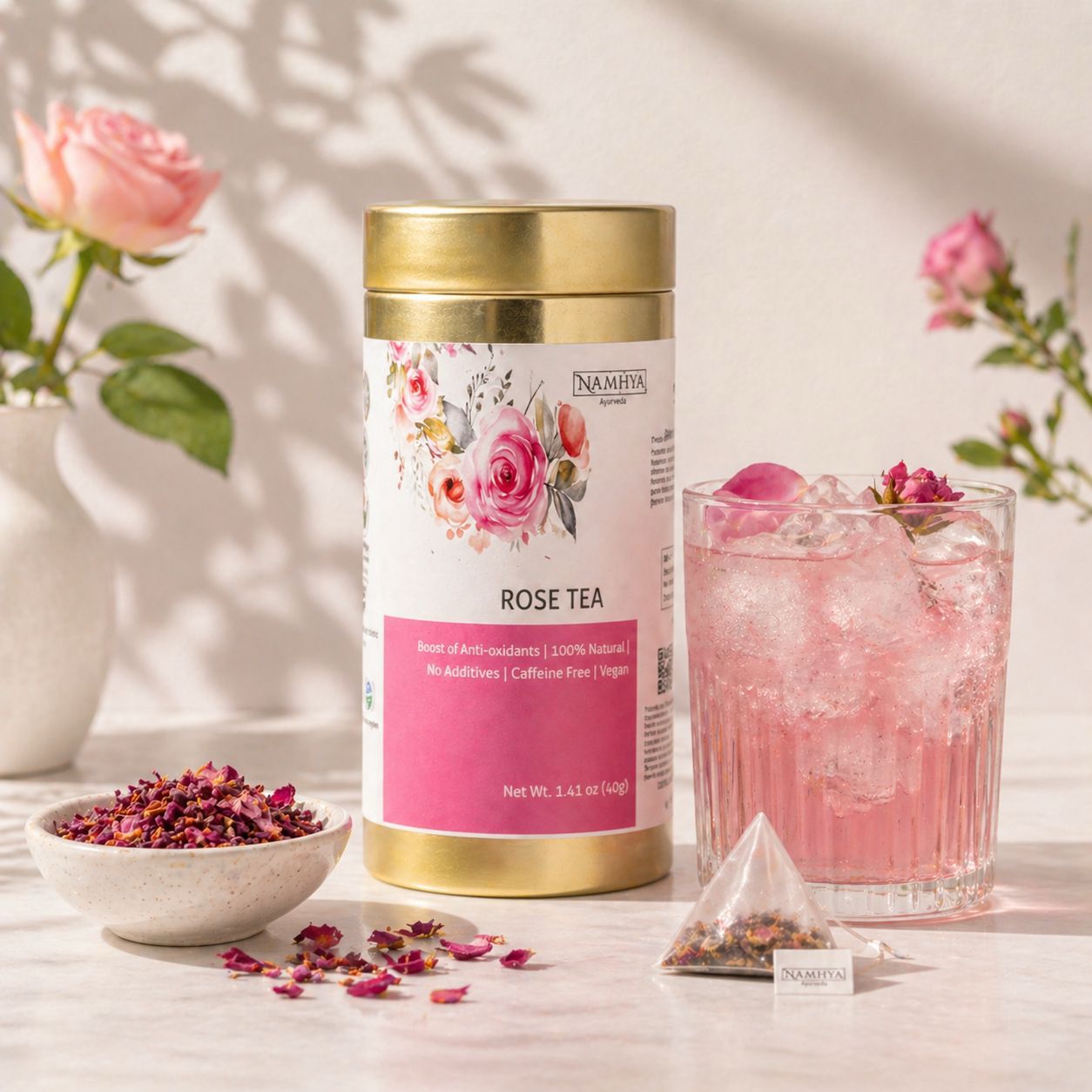 Namhya Rose Tea | Premium Quality | Skin and Hair Health| Flower Tea| 20 Tea Bags