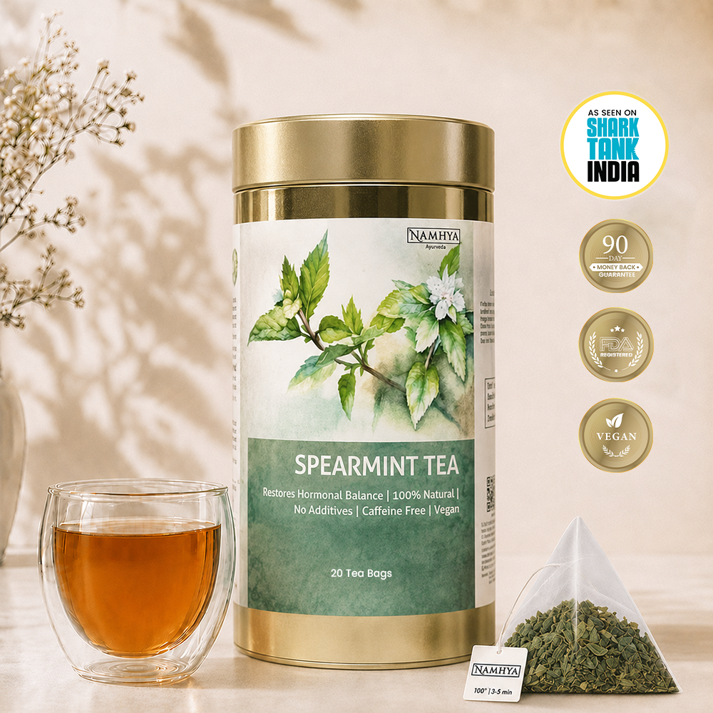 Namhya Spearmint Tea, spearmint herbal tea, caffeine free tea, natural spearmint tea, mint tea, hormonal wellness, 20 tea bags, vegan tea