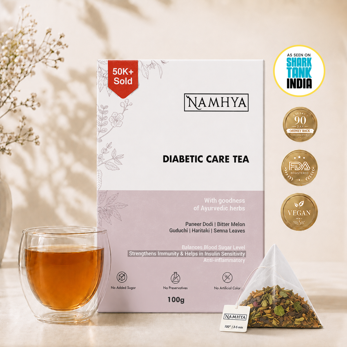 Namhya Diabetic Care Tea | 60-Day Natural Ayurvedic Blend For Blood Sugar, Insulin Support & Antioxidant Benefits