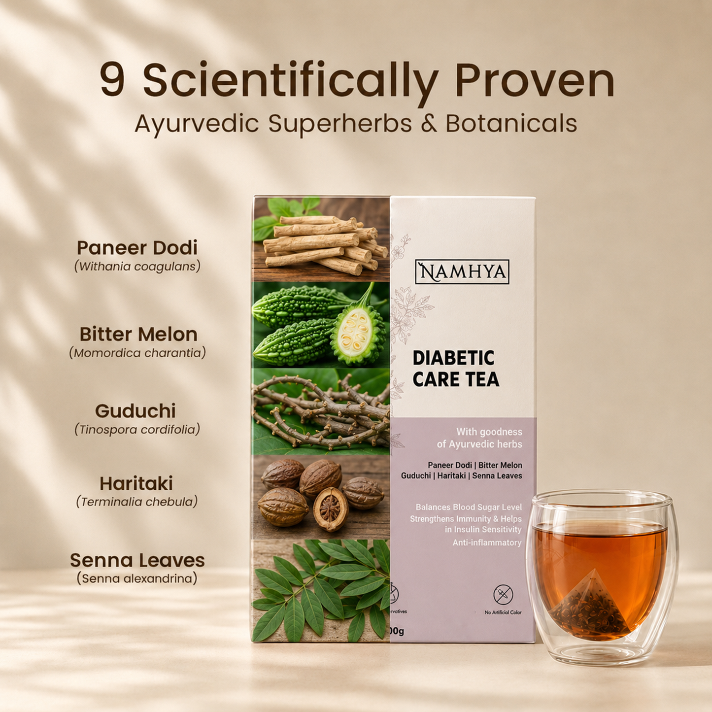 Namhya Diabetic Care Tea | 60-Day Natural Ayurvedic Blend For Blood Sugar, Insulin Support & Antioxidant Benefits