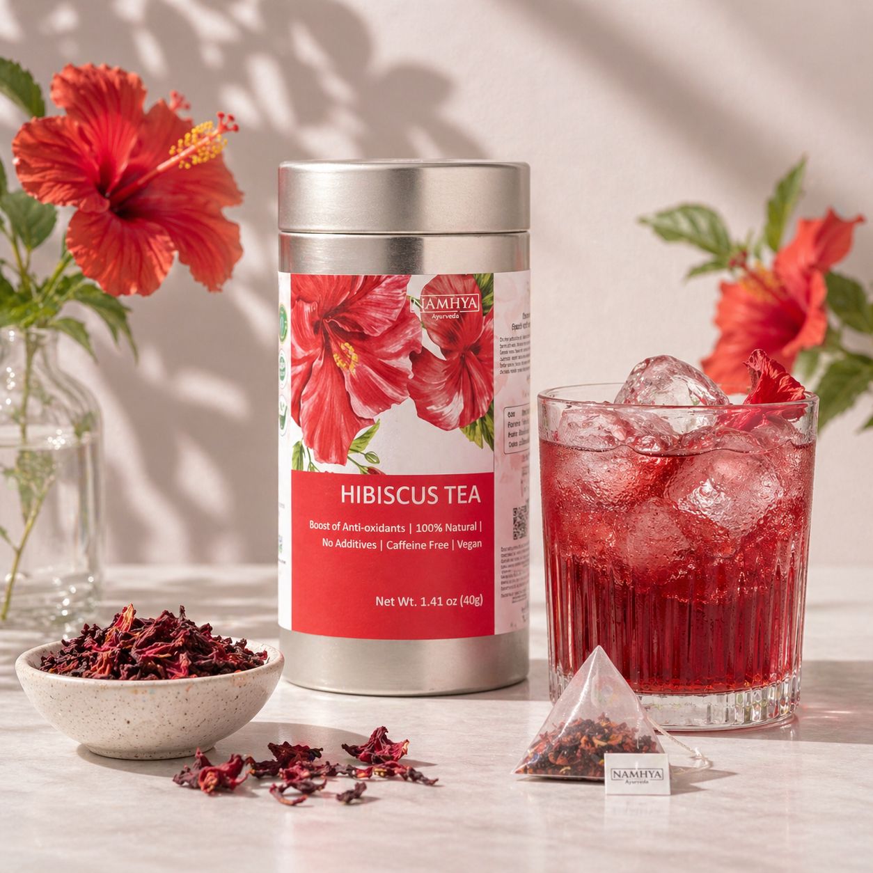 Namhya Hibiscus Tea | Premium Quality | Boost of Antioxidants| Flower Herbal Tea| 20 Tea Bags