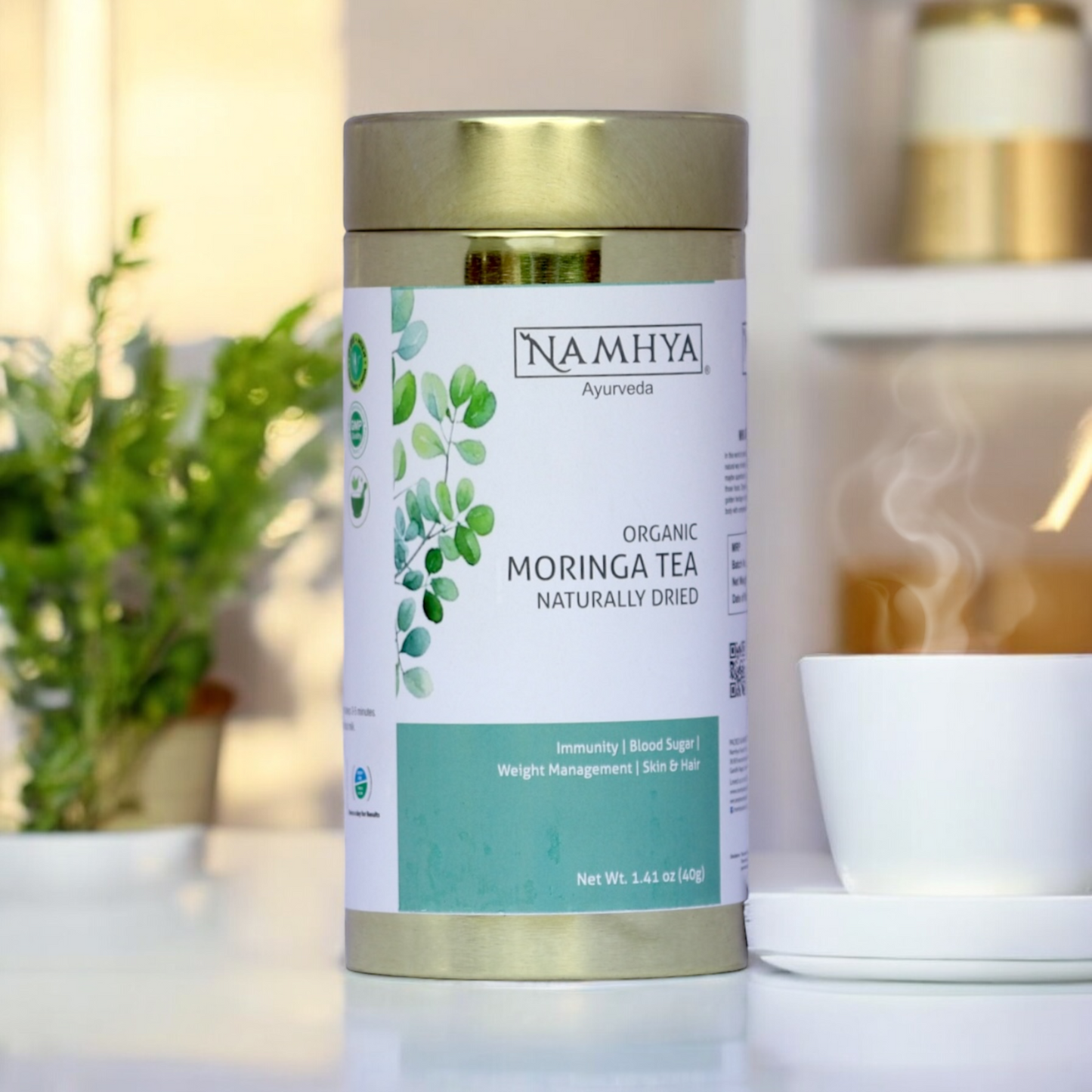 Namhya Organic Moringa Tea | 100% Pure | Weight Management | Skin and Hair Health | 20 Tea Bags