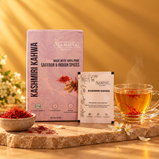 Namhya Kashmiri Kahwa, Diwali gift, Diwali gifting, Kashmiri Kahwa tea, saffron tea, saffron and Indian spices, herbal tea gift, festive tea gift, premium Indian tea, Diwali gift pack, festive gifting
