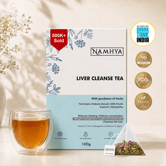 Namhya Liver Cleanse Tea | Milk Thistle + 8 Ayurvedic Herbs for Fatty Liver & Hepatic Detoxification