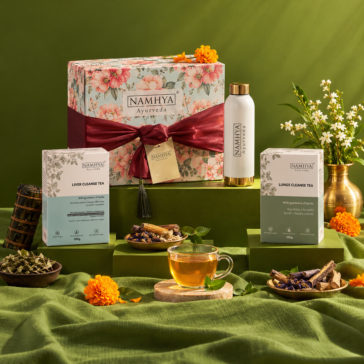 Namhya Ayurveda Diwali Gift Box, Diwali gift pack, Diwali gifting, premium Ayurvedic gift set, Liver Cleanse Tea, Lungs Cleanse Tea, wellness gift hamper, festive gift box, corporate Diwali gifts, Indian festive gifting