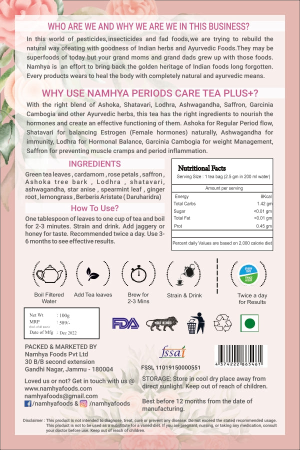 Namhya Women's Health Tea(Formerly Called Period Care Tea for PCOS & PCOD)