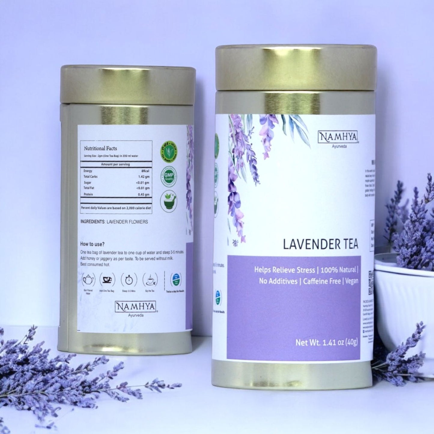 Namhya Pure Lavender Tea | Premium Quality | Stress and anxiety support | Good Sleep | 20 Tea Bags