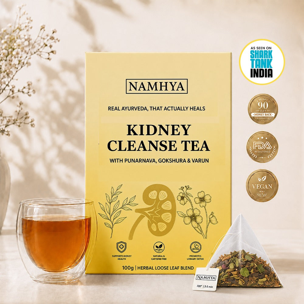 Namhya Kidney Cleanse Tea | 28-Day Ayurvedic Blend for Kidney Detox, Stone Shield & Water-Weight Relief | Sip – Flush – Renew