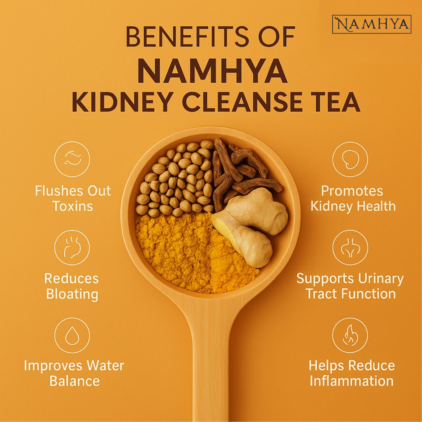 Namhya Kidney Cleanse Tea | 28-Day Ayurvedic Blend for Kidney Detox, Stone Shield & Water-Weight Relief | Sip – Flush – Renew