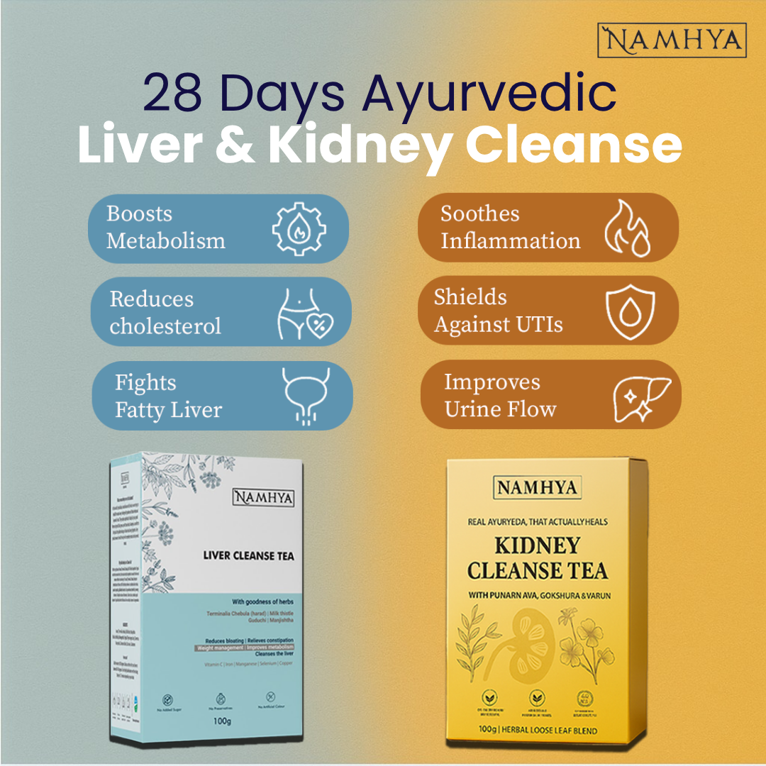 Namhya Detox Duo | Kidney + Liver Cleanse Tea Pack | 28‑Day Ayurvedic Purification | Sip – Cleanse – Renew